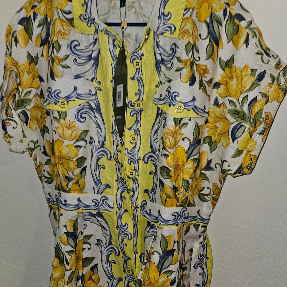 NWT Farm Rio L off-white sicily scarf euroflax premium linen romper - Picture 7 of 9